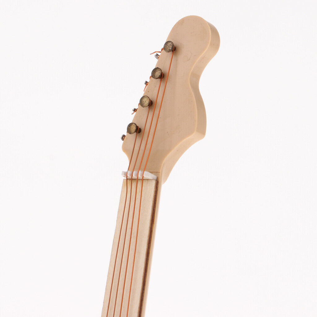 Handmade Wooden Electric -bass with Holder for 1/6 of The Toys
