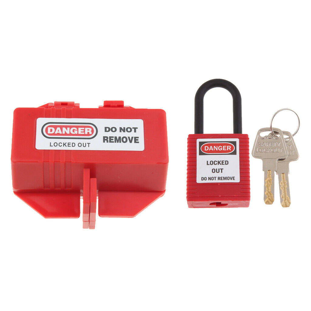 Safety Electrical Plug Lockout Box Plastic Plug Lock Out Padlock w/ Keys
