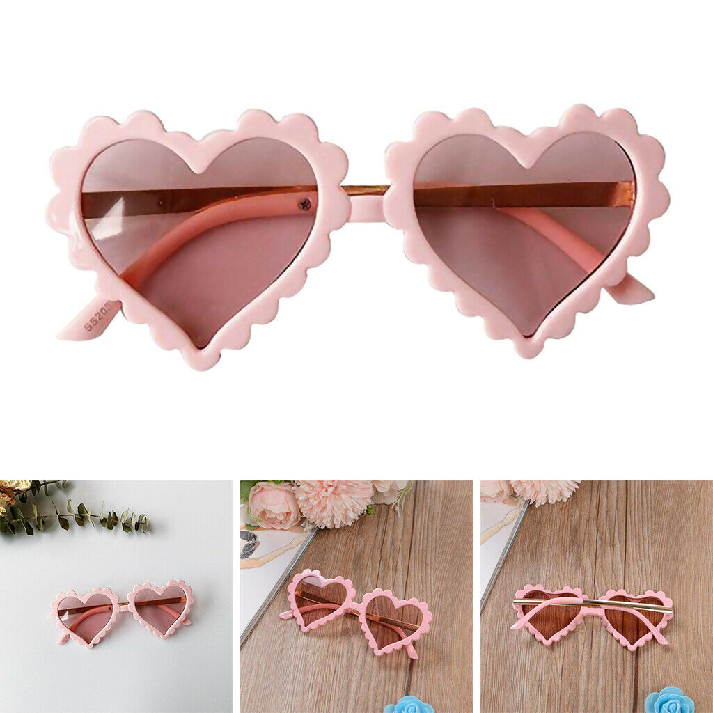 5x Plastic Sunglasses for Kids And Girls in Heart Shape UV400 Pink
