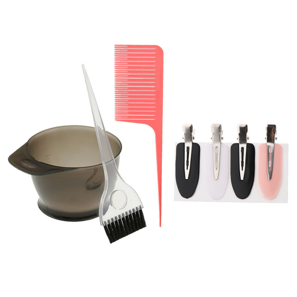 Hairdressing Hair Color Bowl Brush Comb Hairclip Set Barbers Tools Kits