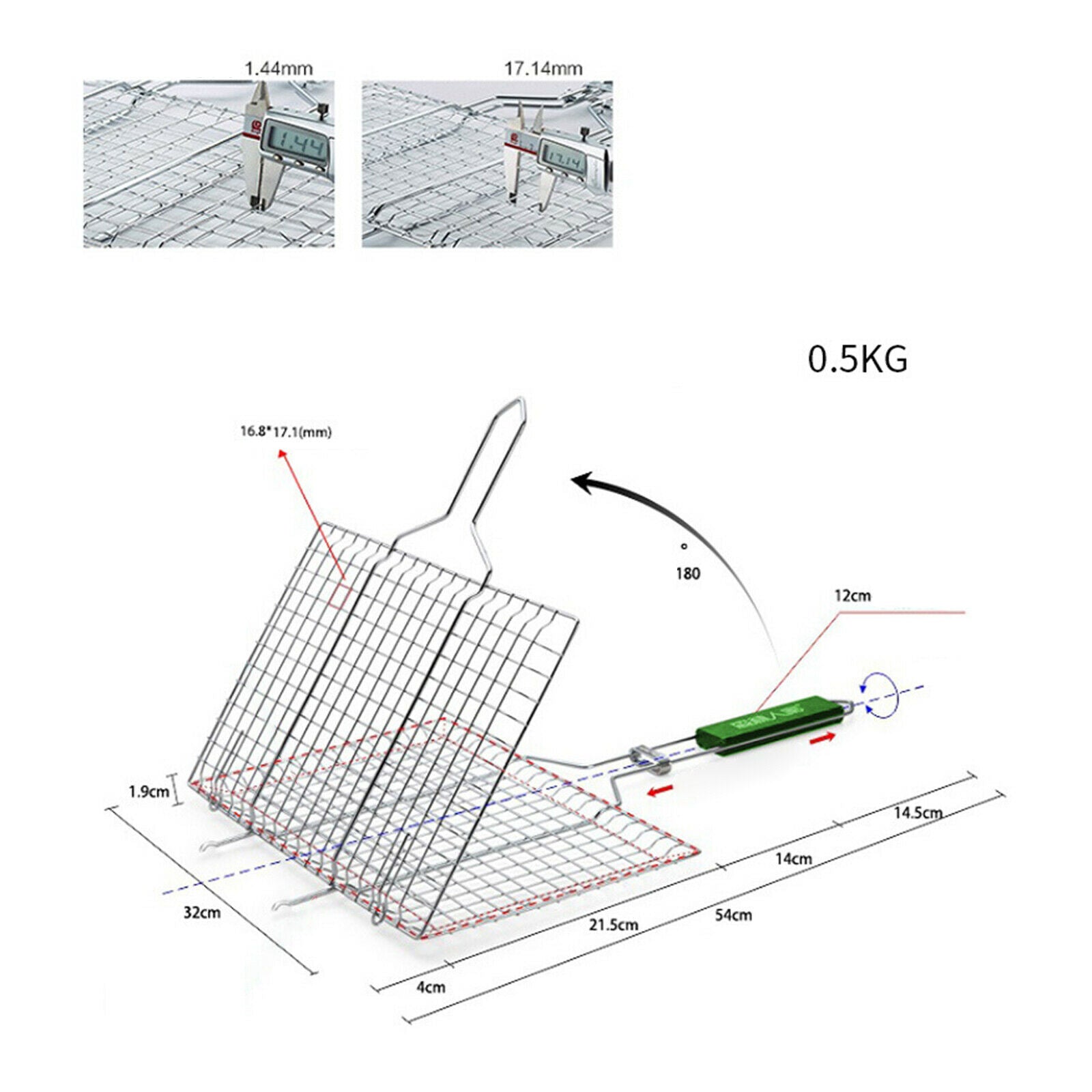 Stainless Steel BBQ Fish Grilling Basket Vegetables Steak Grill Net Accs