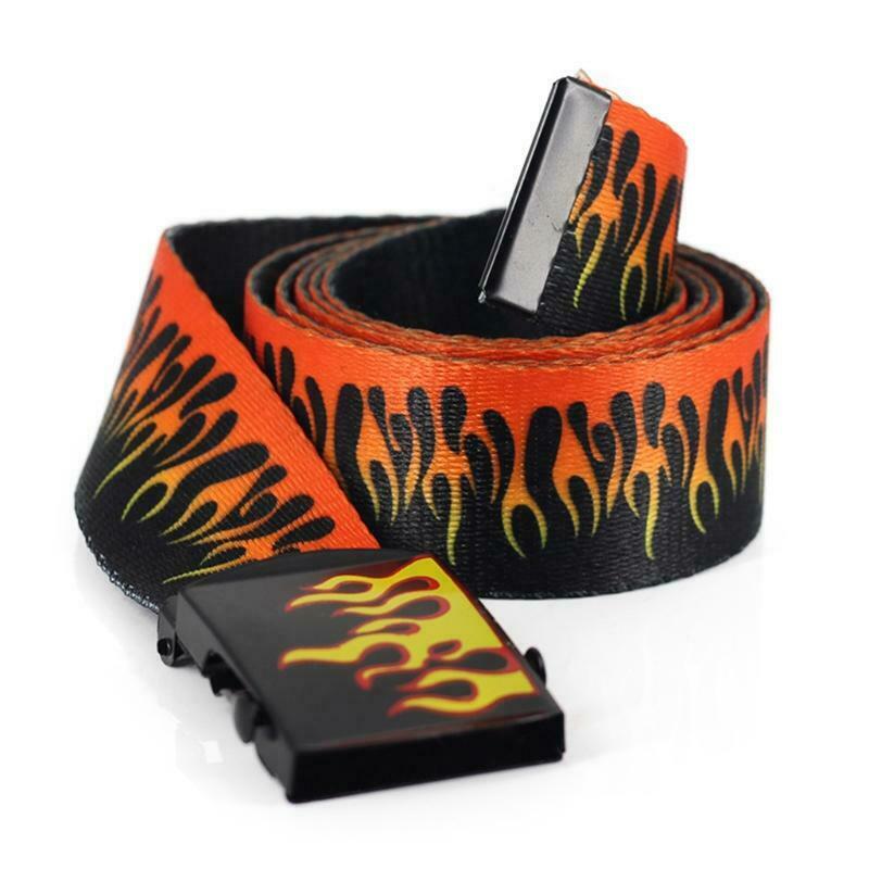 Korean Style Unisex Flame Grain Waistband 130cm Length Adjustable Canvas Belt