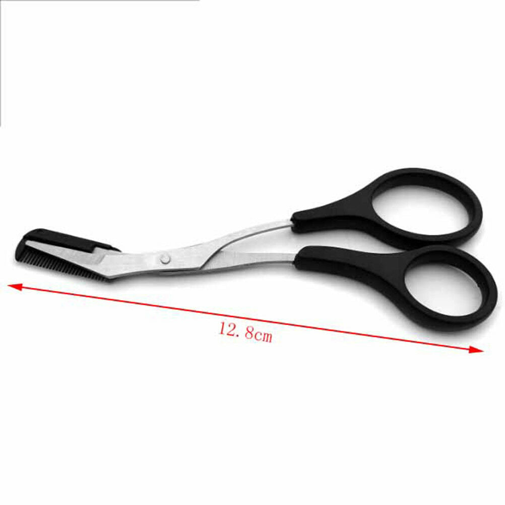 Women ladies eyebrow trimmer comb eyelash hair scissors cutter remover too.l8