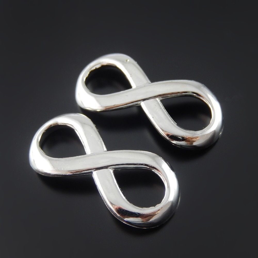 100 pcs Chrome Plated CCB Plastic Infinity Pendant Jewelry Connectors 29x13x2mm