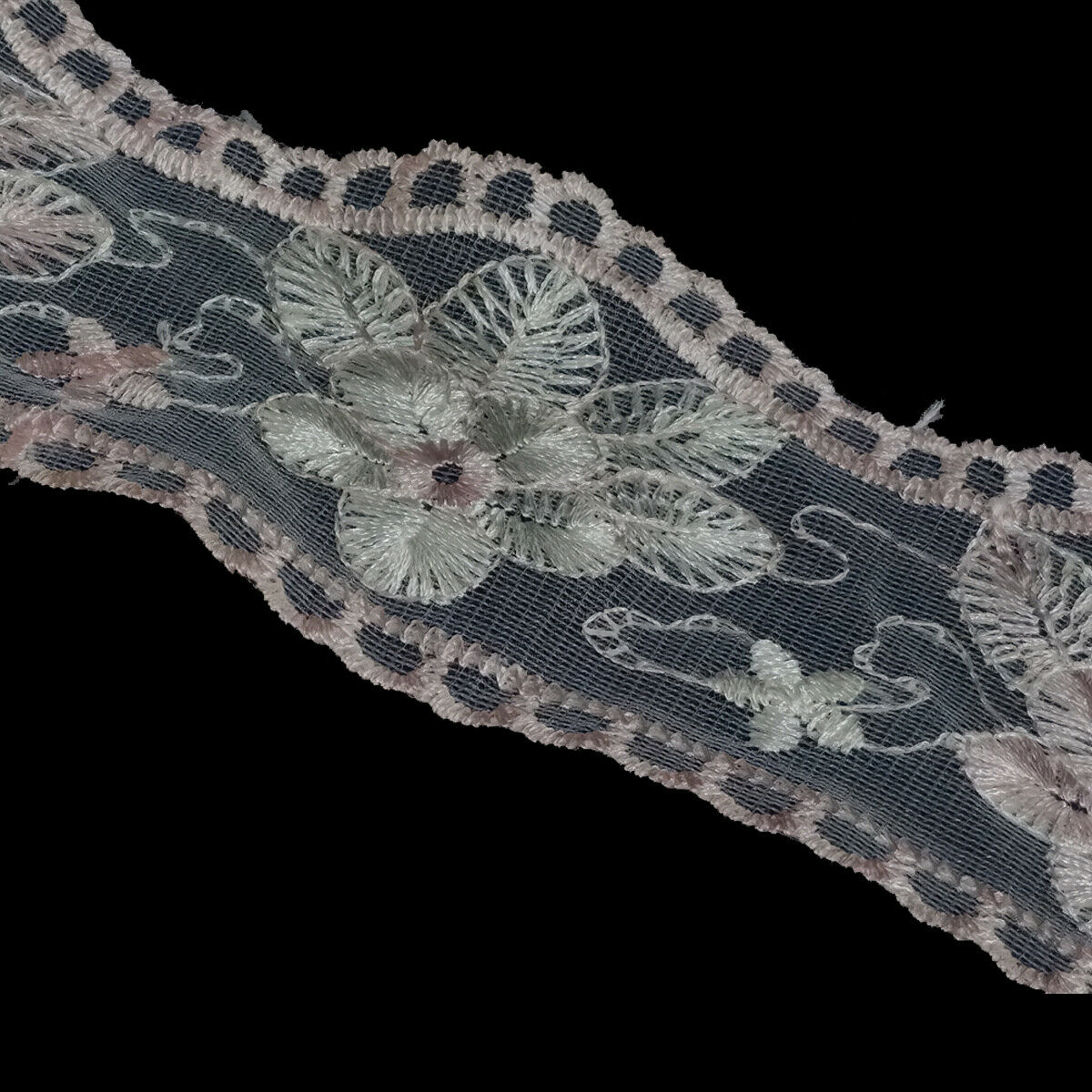 2 Yards Pink Flower Embroidery Lace Trim Wedding Dress Bracelets decoration DIY