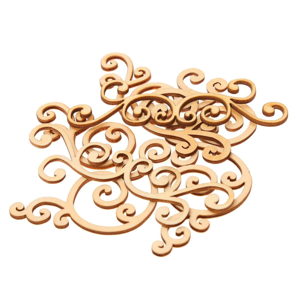 8Pack Wooden Shape Flourishes Crafting Embellishments DIY Ornaments 9-12cm