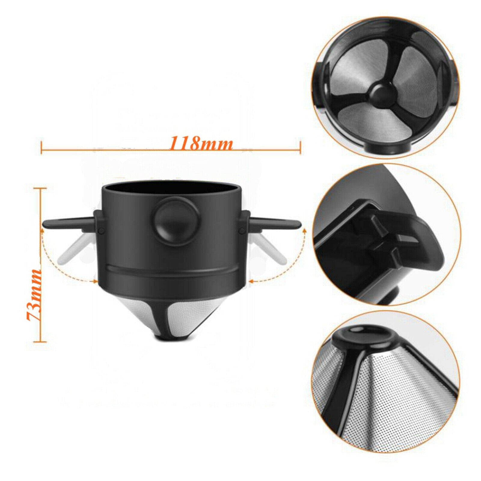 Portable Coffee Dripper Cone Foldable Holder Easy Clean Paperless for Travel