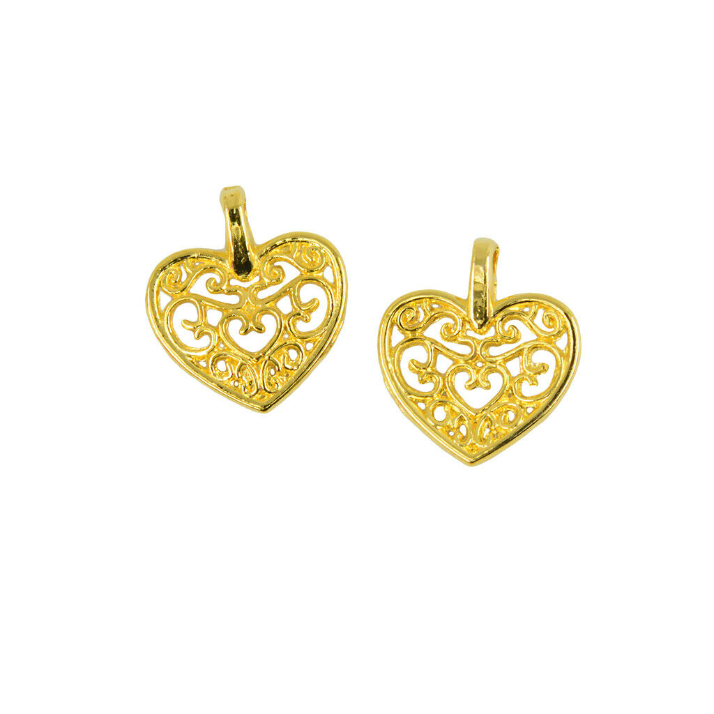 50 Pieces Filigree Hollow Out Heart Pendant Charms Jewelry Findings