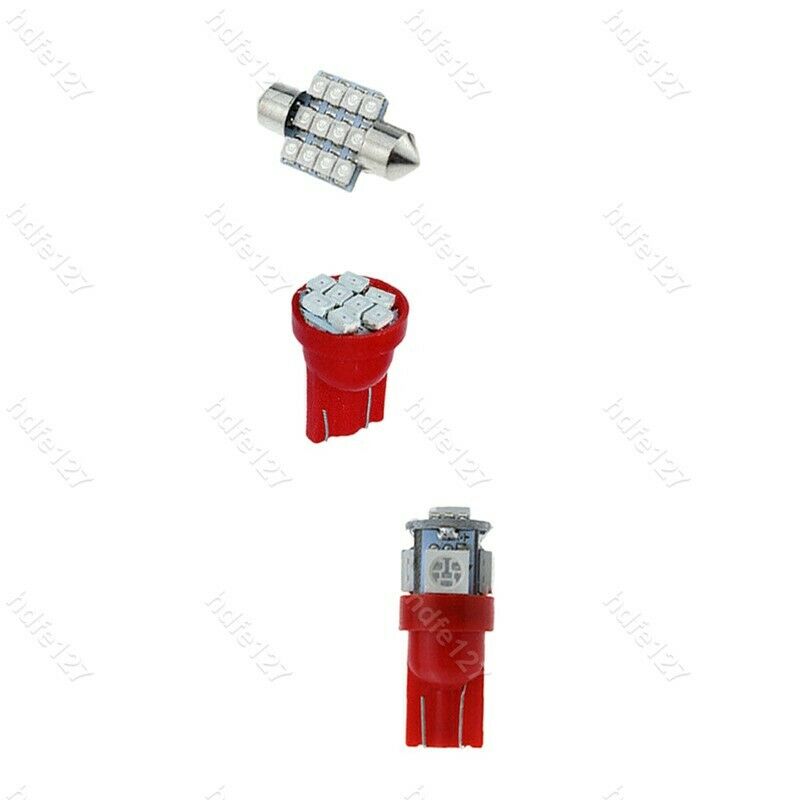 13x Red Cars LED Lights Interior Package Kit for Dome License Plate Lamp Bulbs