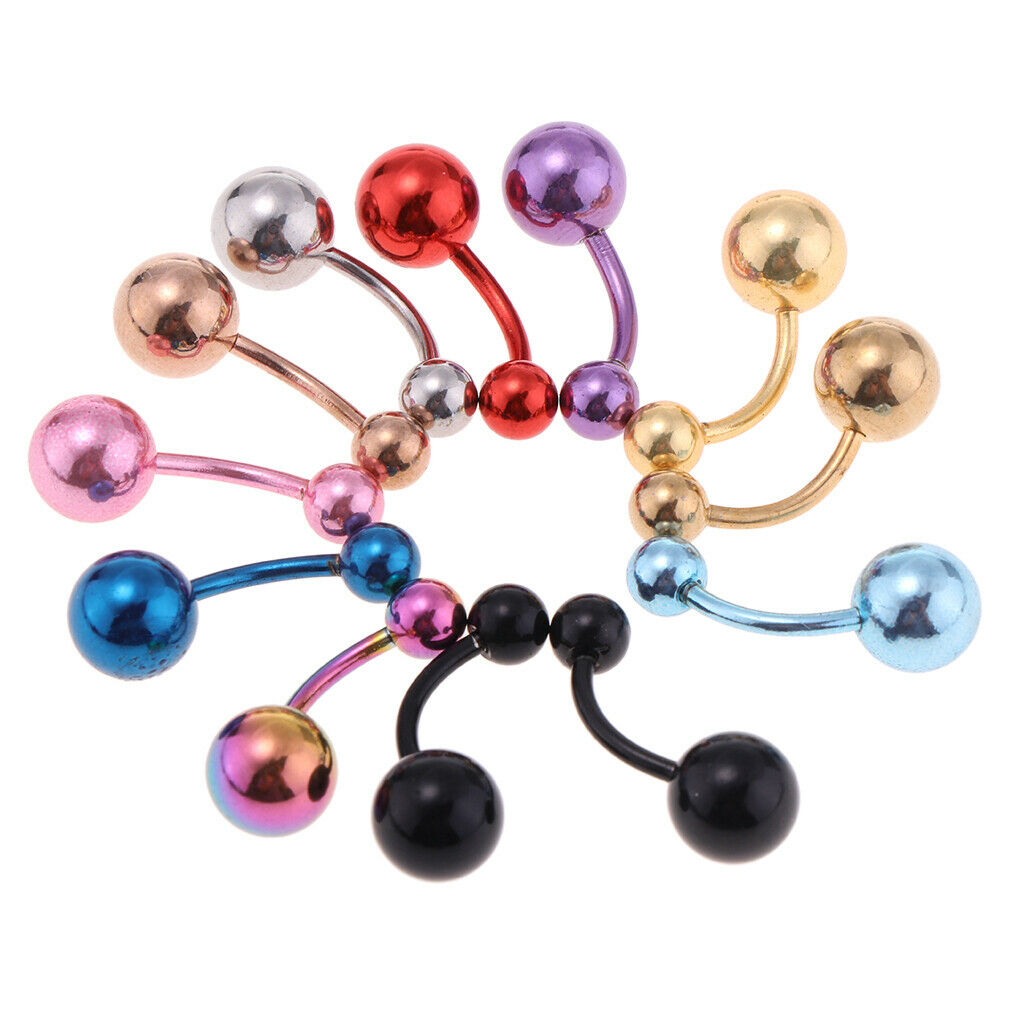 12 Pcs Belly Button Ring Piercing Navel Bar Colorful Ball Bar Body Jewellery