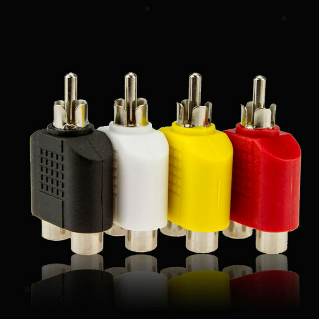 4x Male To Female Plug Adapter Cable RAC AV Connector