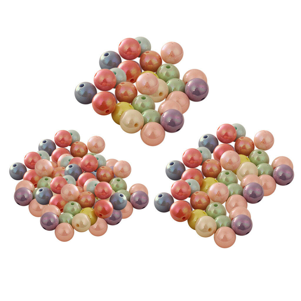 92x Round Acrylic Loose Spacer Beads Fashion Jewelry Making Accessories 10mm