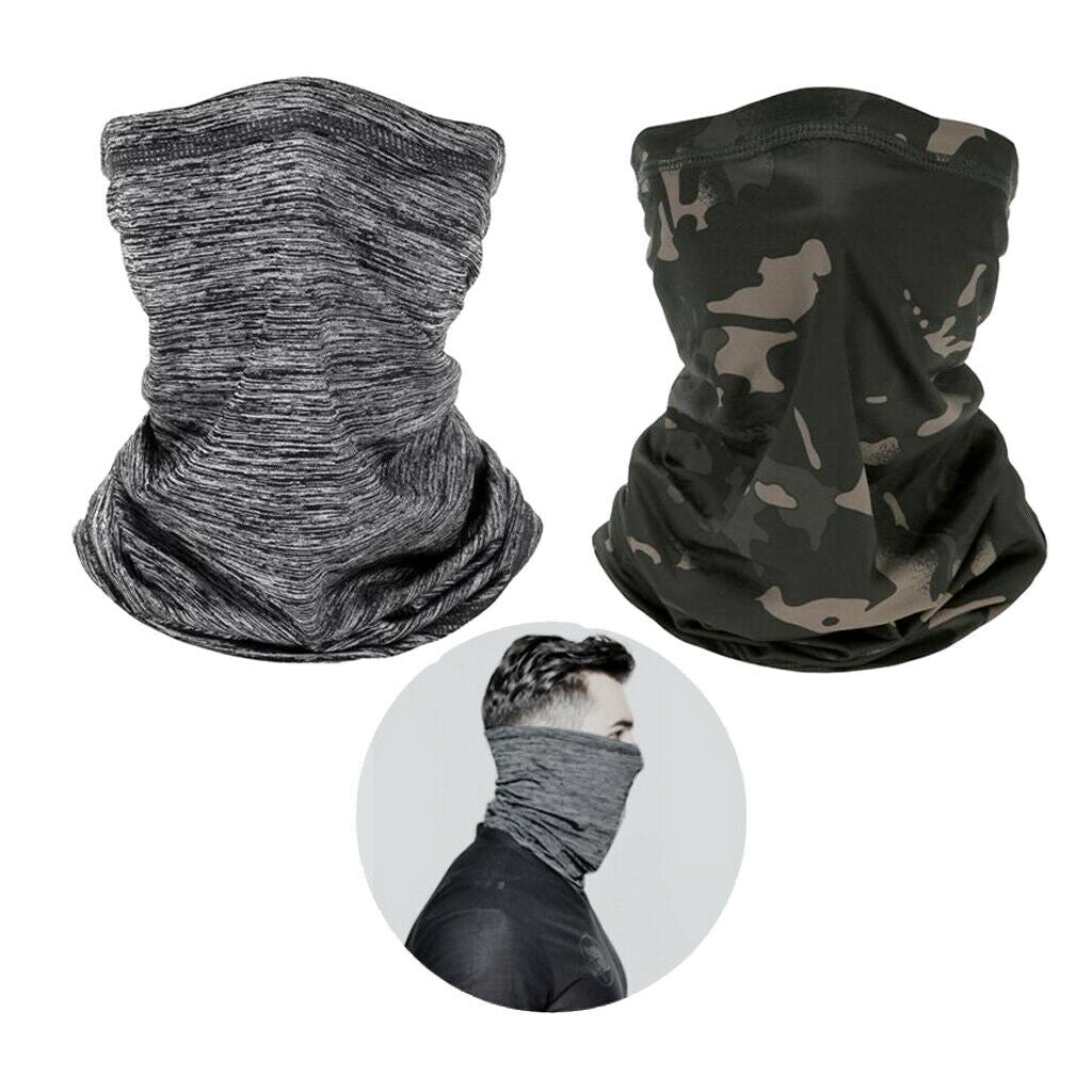 2Pcs Unisex Silky Sports Balaclava Headscarf Skiing Neck Gaiter Headwrap