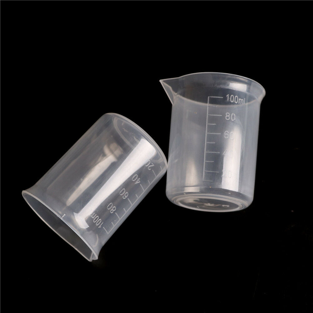 2x100mL/3.4oZ Clear Plastic Graduated Measuring Cup Jug Beakers Kitchen La.l8