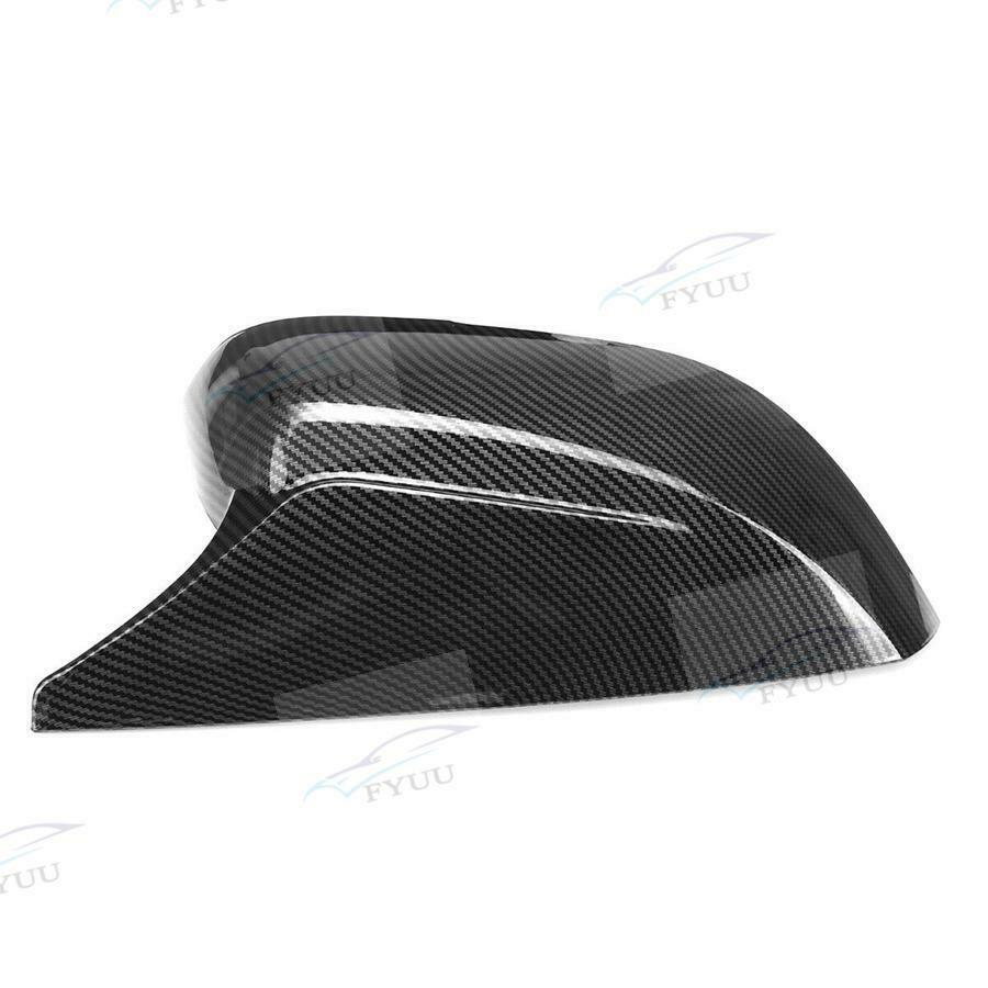 Pair Carbon Fiber Look ABS Mirror Cover Cap For INFINITI Q50 Q70 2014-21 Add On