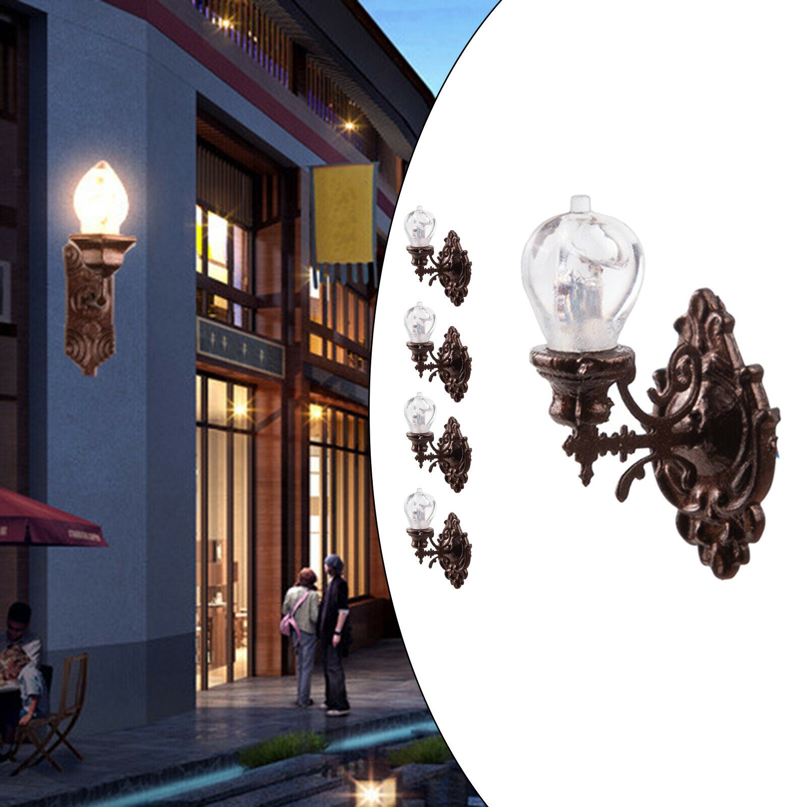 1/87 Wall Light Lamp Sand Table Railway Fairy Garden Scenery Decor Bronze
