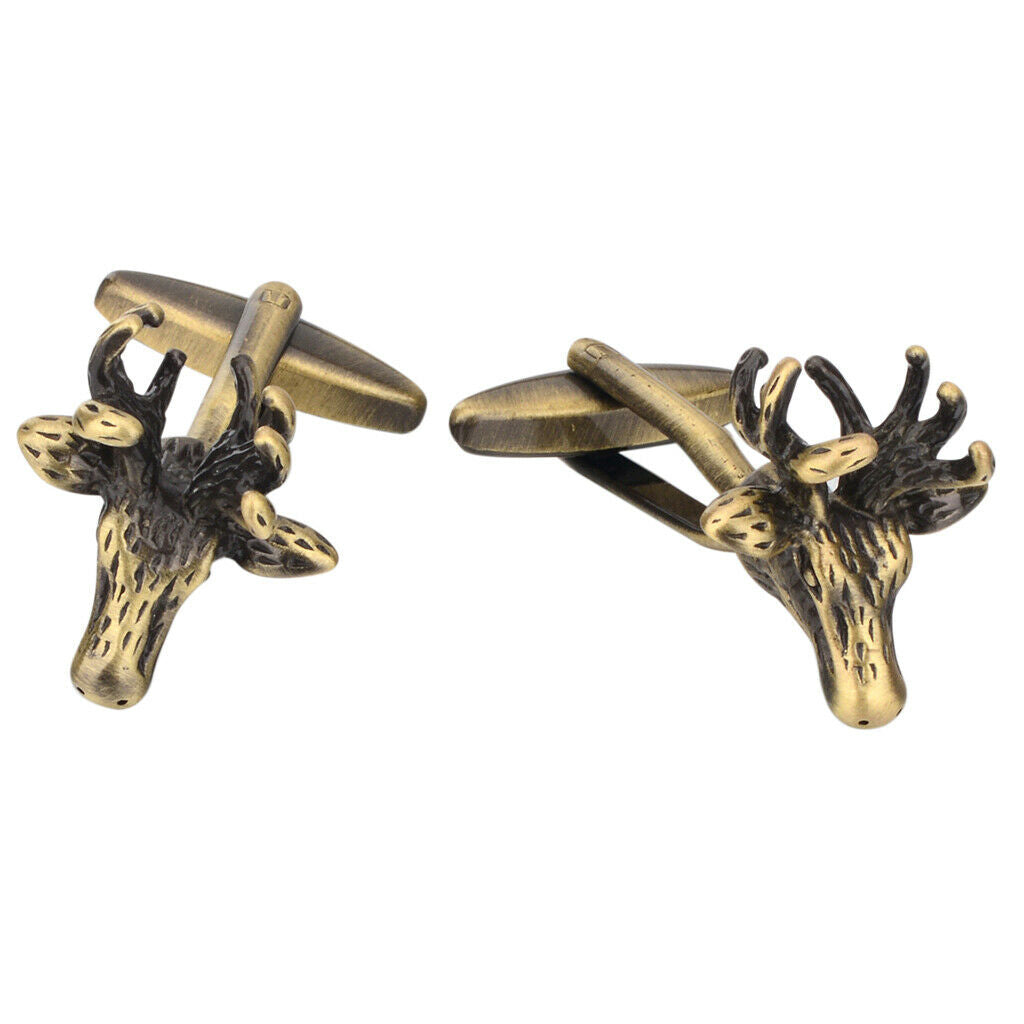 2pcs Men Cufflinks Retro Style Christmas Reindeer Cuff Links Shirt Jewelry