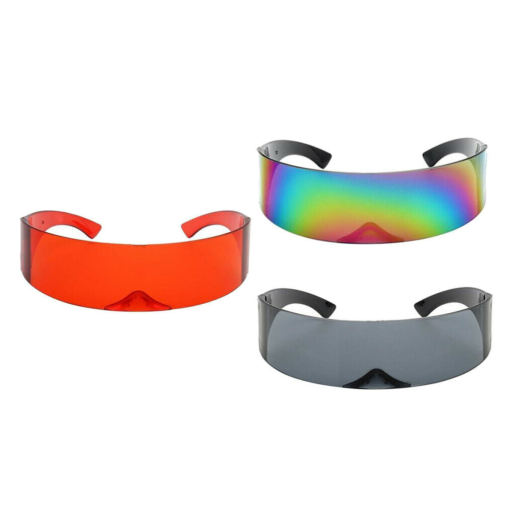 3PCS Fashion Futuristic Wrap Sunglasses Robotic Narrow Glasses Party Favors