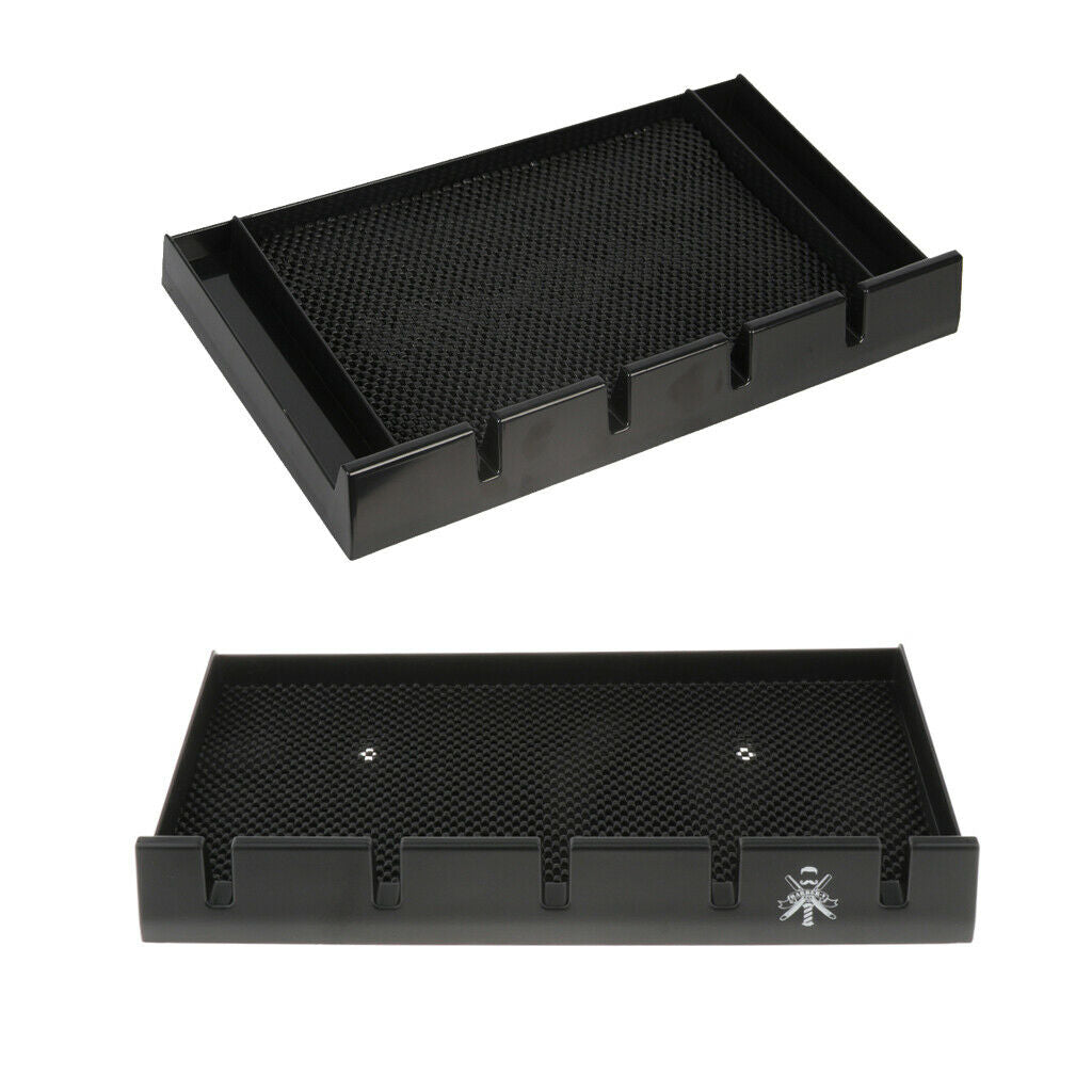 2 Packs Station Hair Clipper Cutter Tray Brushes Rack Black w/ Suction Cup