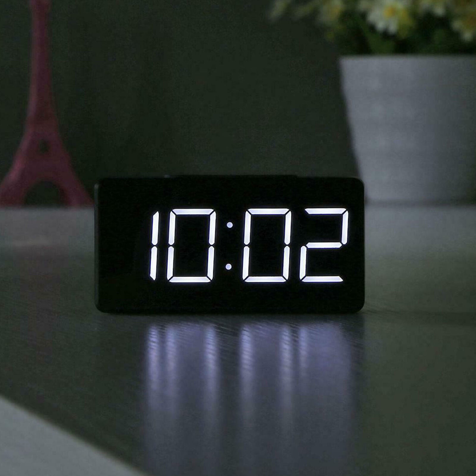Electric Digital LED Alarm Clock Snooze Table USB Clock Temperature Thermometer