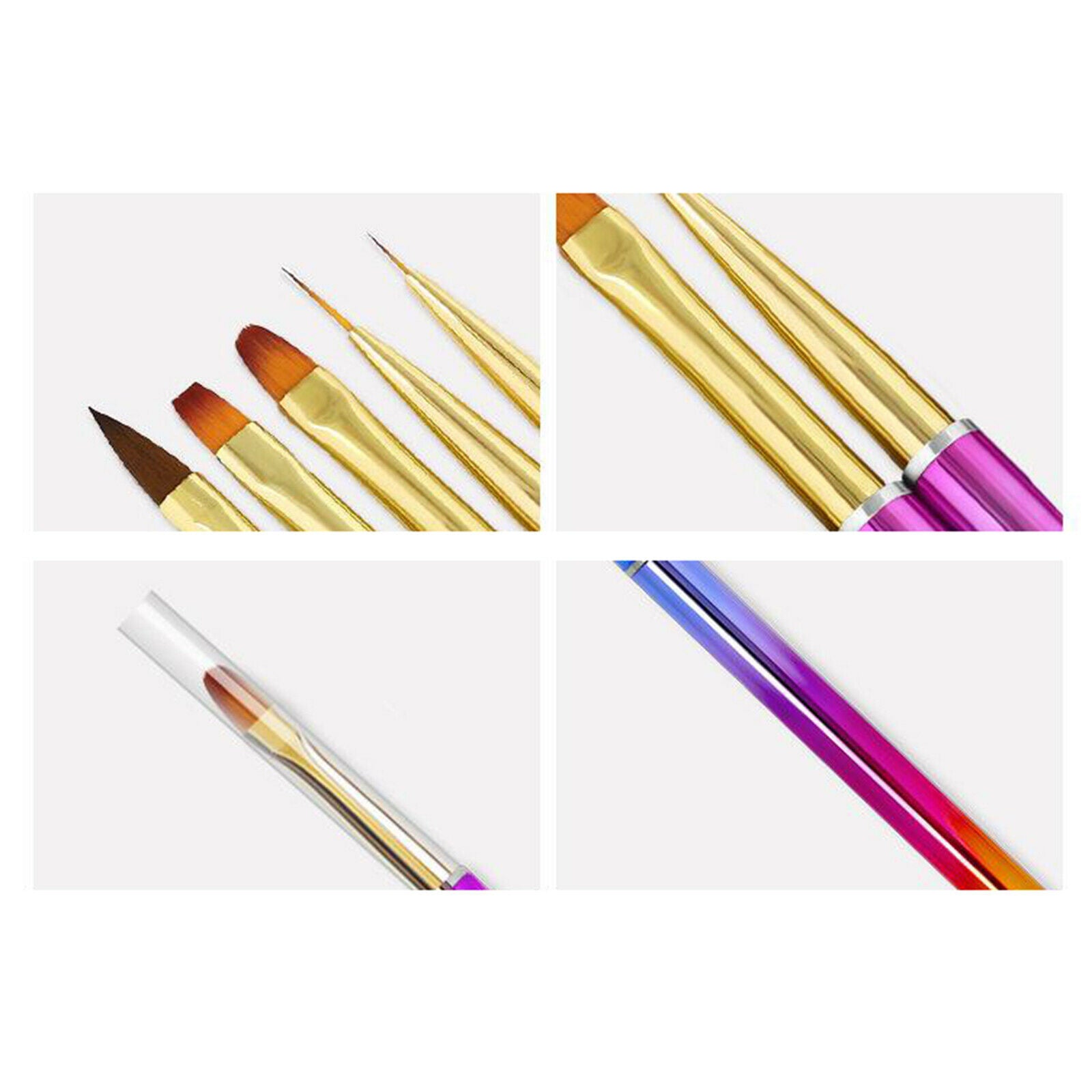5x Nail Art Brushes Set Design Pen Drawing Painting Tools for Salon Home