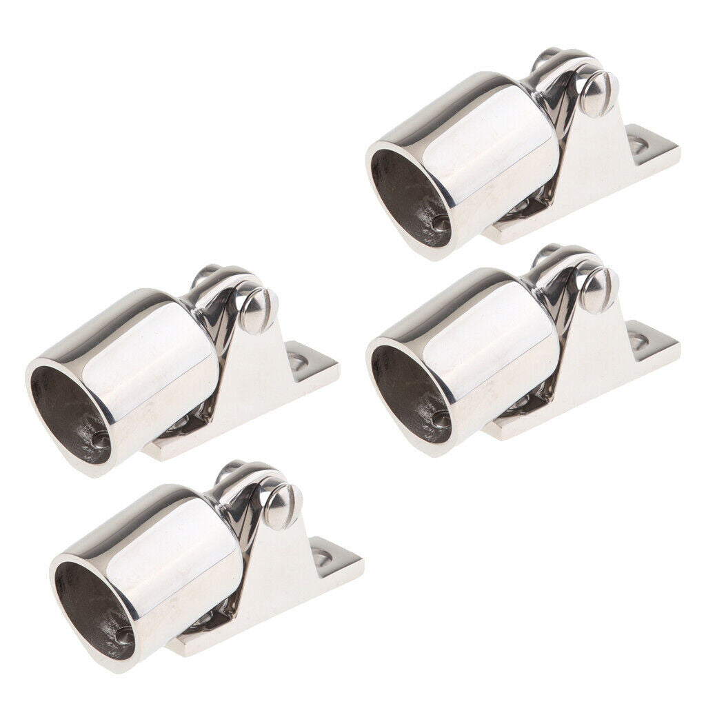 4pcs Polished Stainless Steel Eye End Deck Hinge Boat Bimini Top Fitting 1"