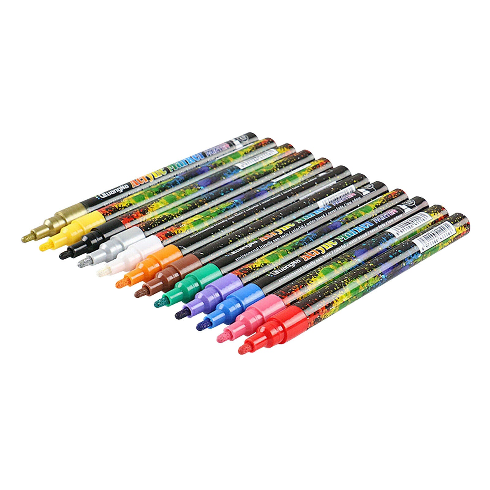 Water-Based Waterproof Color Marker Acrylic Painter Pen 12 Colors Pen Set,