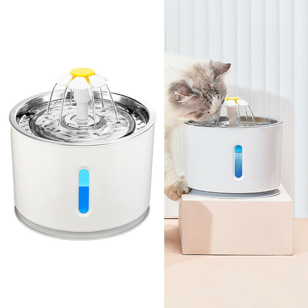 81OZ Cat Water Fountain Pets Auto Water USB Drinking Bowl 4 Stage Filtration