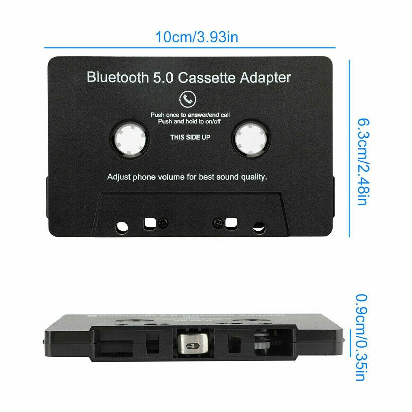 1X Bluetooth 5.0 Car Audio Stereo Sound Cassette Tape Adapter MP3 Hands-Free Aux