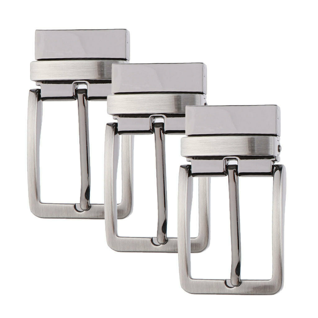 3x Reversible Metal Men Boys Belt Buckle Single Prong Rectangle Pin Buckle