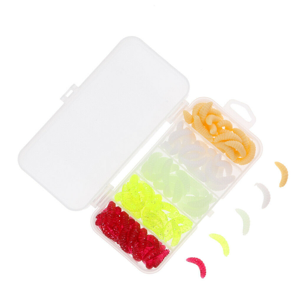 125 Pieces Maggot Grub Worm Fishing Lures Bionic Grub Shape Baits