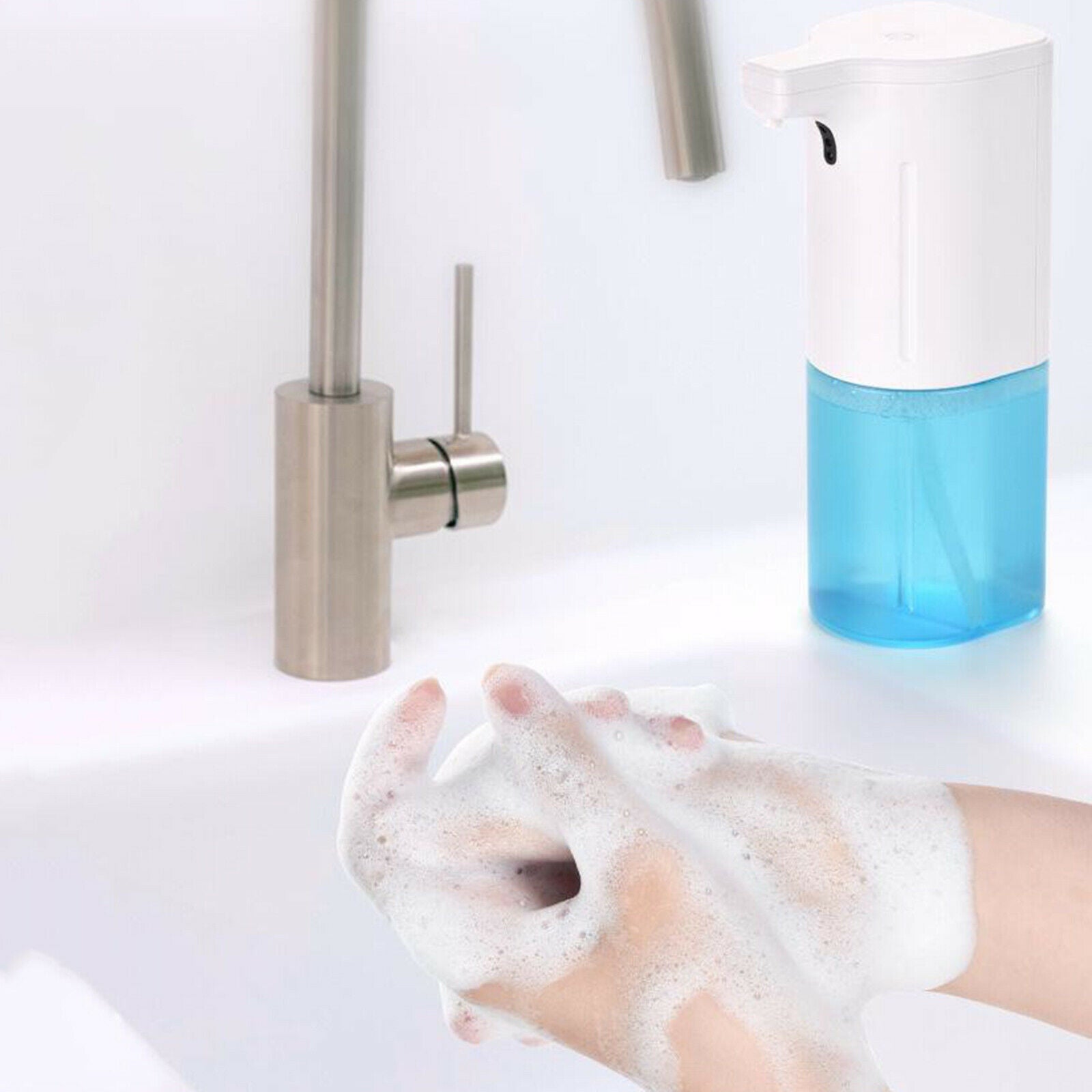 300ml Auto Foam Soap Dispenser Countertop Hands-Free Soap Pump for Bathroom
