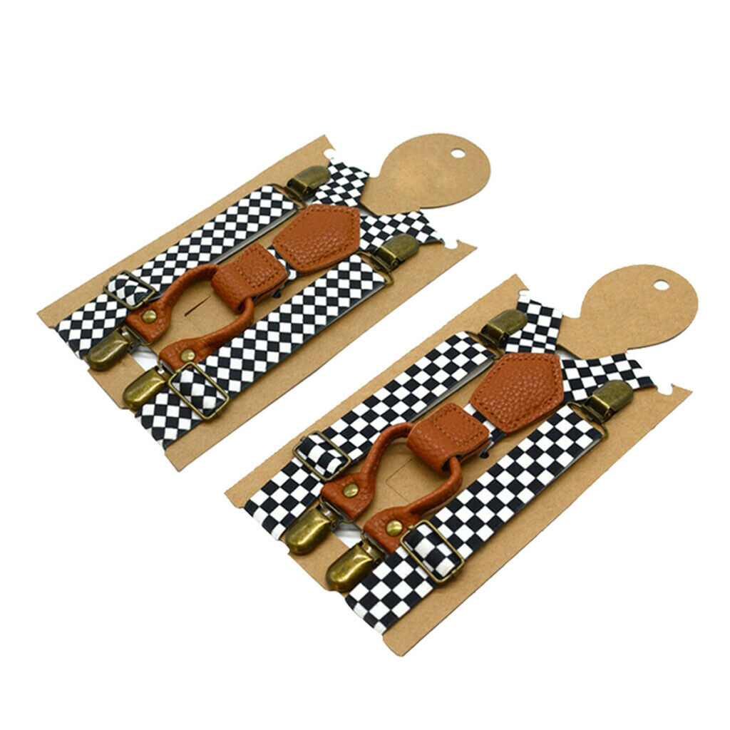 Boys X Shape Suspenders Adjustable Strap Metal Clips Braces Causal Pants