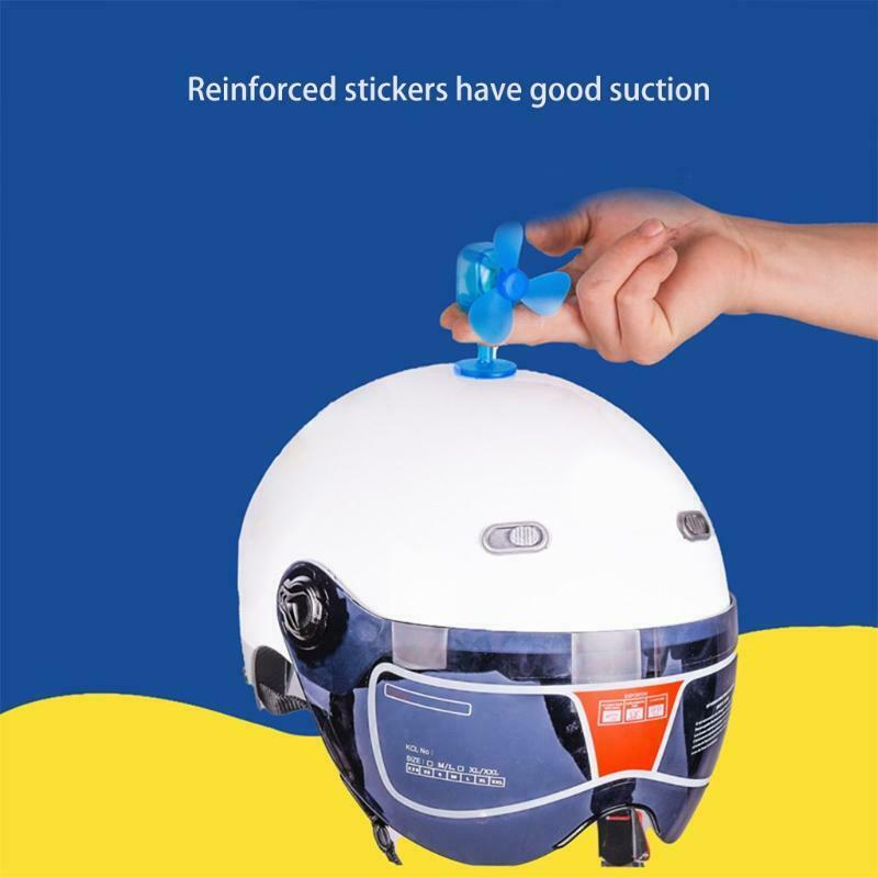 Blue Bike Motorcycle Helmet Fan with Light Easy to Install Rotatable Propeller