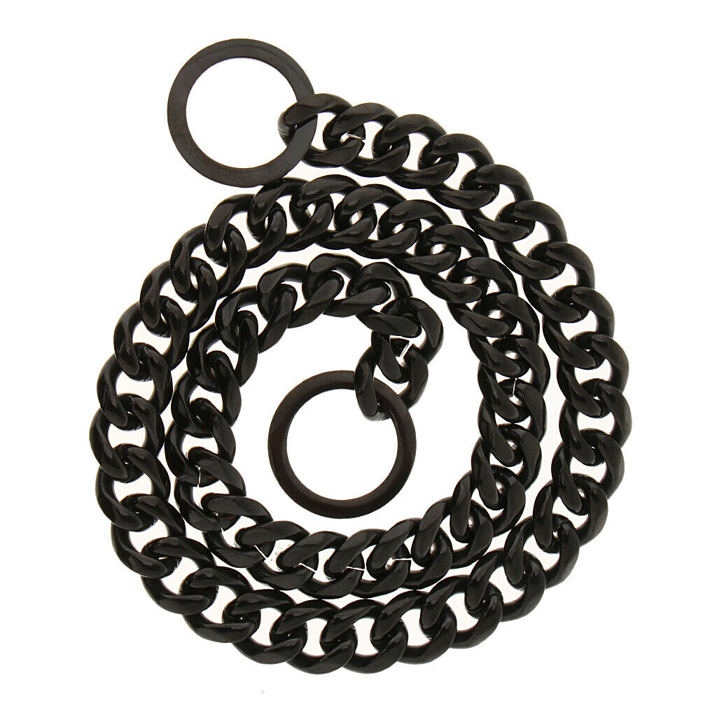 Large Stainless Steel Dog Cuban Link Collar Necklace Chain Black 20 inch