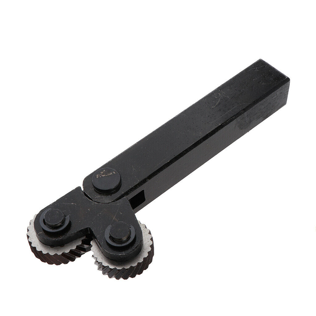 Steel Dual Wheel Knurling Tool Set w/ Diagonal Linear Knurl Wheel 3mm Pitch