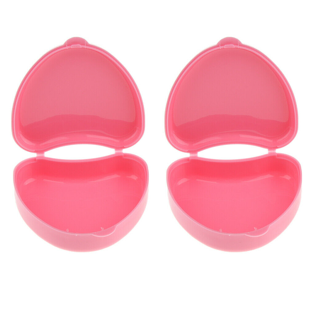 2x Mouth Guard Case Orthodontic Retainer Box Denture Storage Container Pink