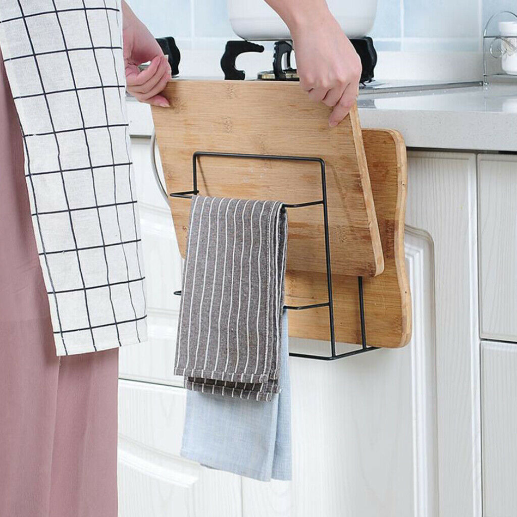 Over Door Hook Hanger Cutting Board Dishes Shelf Storage Kitchen Rack  black