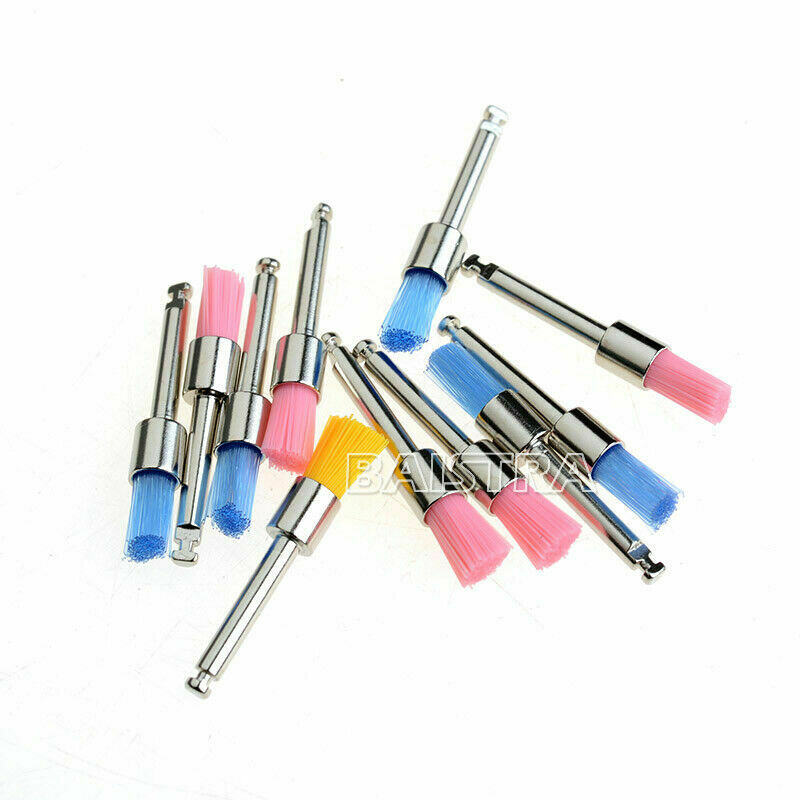 100pzas Tazón de Fuente de Nylon Colorido Dental Cepillo Profiláctico Pulido