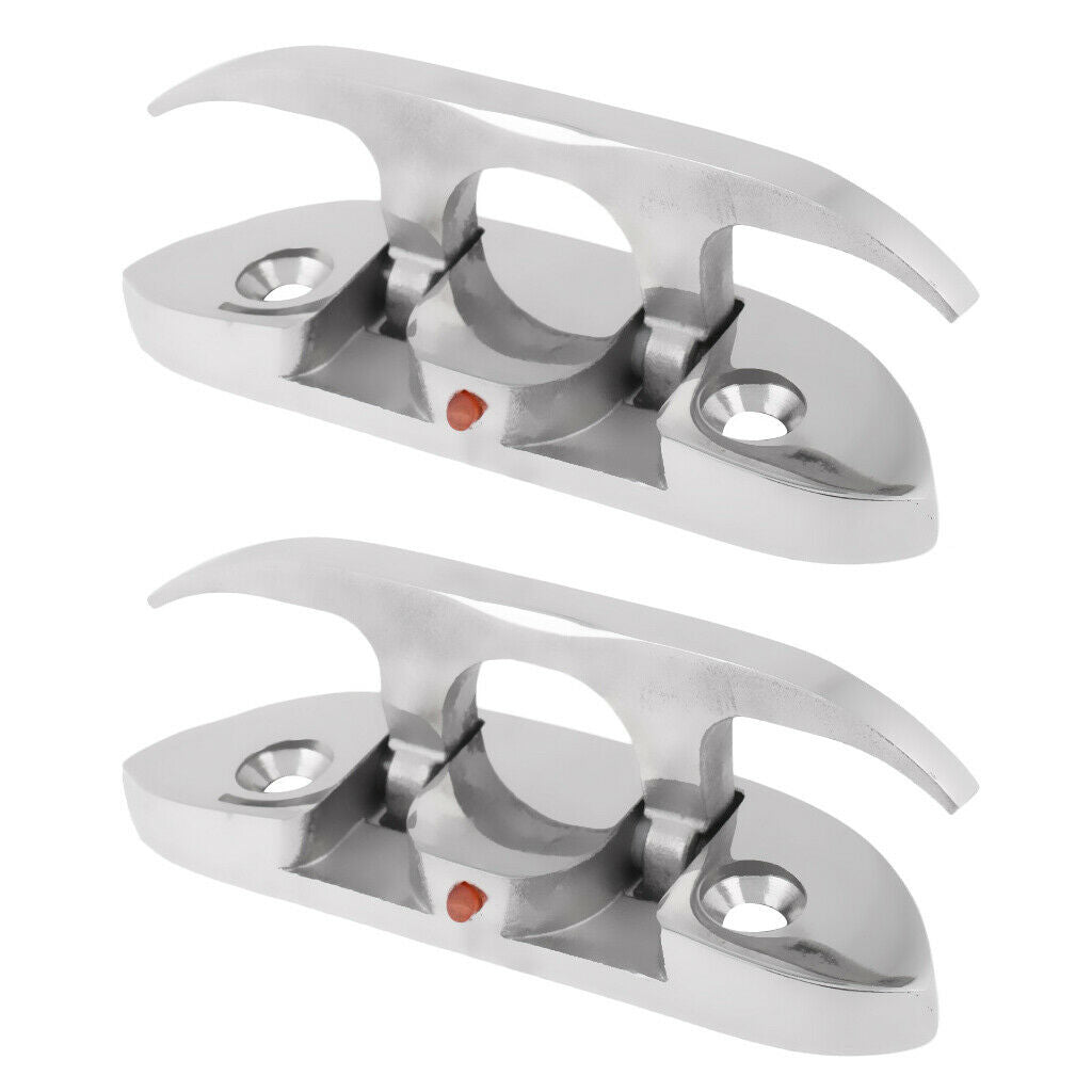2 Pieces Folding Boat Cleat Mooring Cleat Marine Grade 316 Stainless Steel