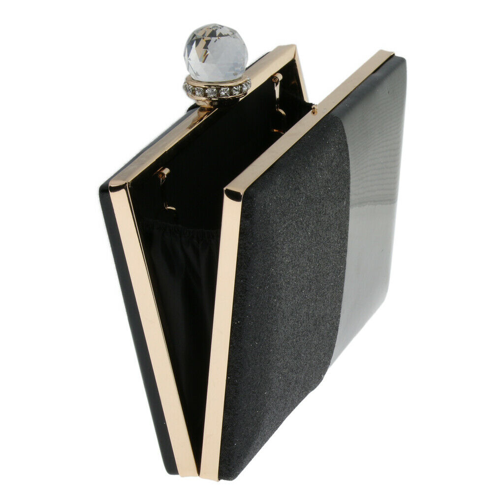 Women's Glitter Clutch Bag Evening Handbag Wedding Prom Party Purse Black
