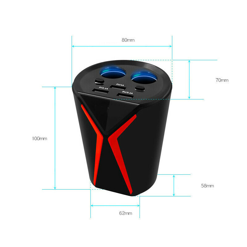 Car Socket Splitter 3.1A 3USB Charger Intelligent Dual-Core Chip For Phone DVR