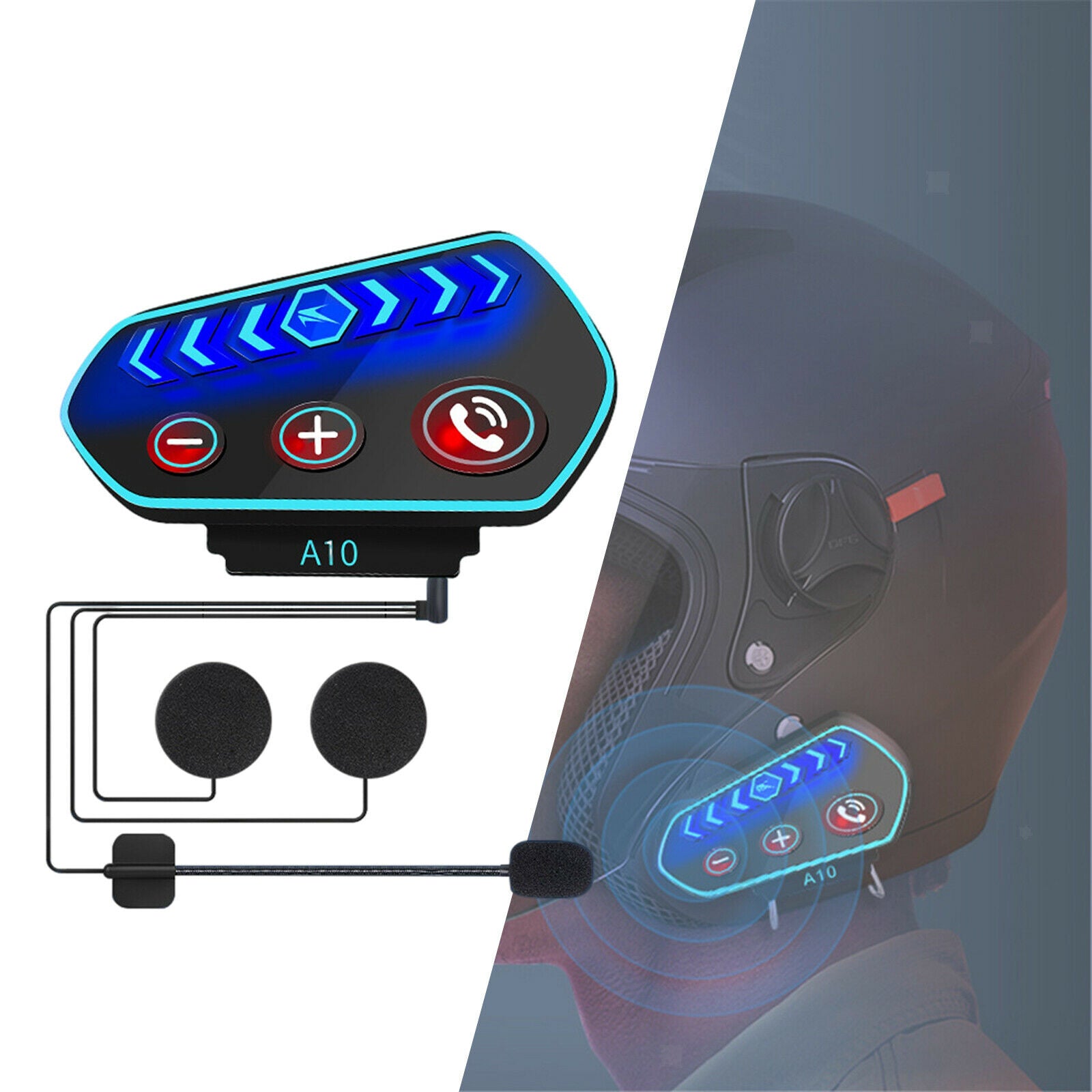 Motorcycle Helmet Headset IP67 Bluetooth 5.0 Headphone 2600mA Call Control