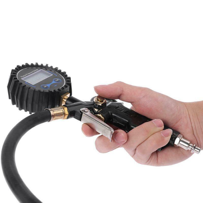 Car Truck Air Tire Inflator Digital Pressure Gauge 200 PSI Air Chuck & Hose