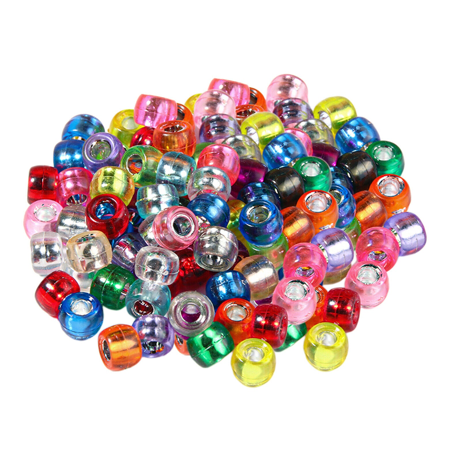 500Pcs Clear Acrylic BeadsBig Holes Beads DIY Jewelry Making Sewing Craft