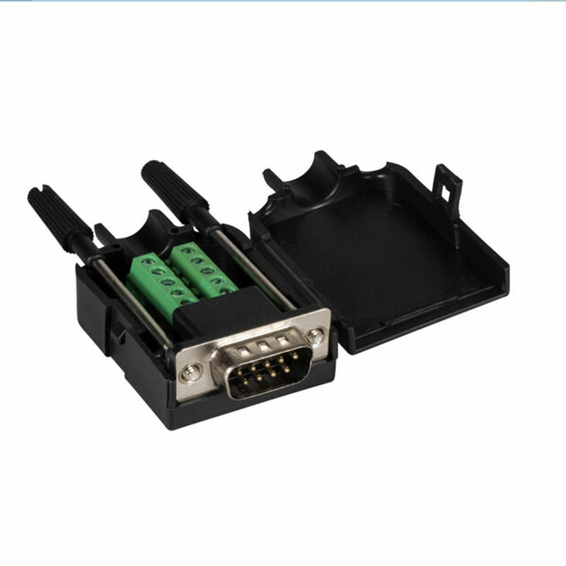 DB9 Male 9Pin D-Sub Connector solderless Terminal Board Plastic Cover screw B WF