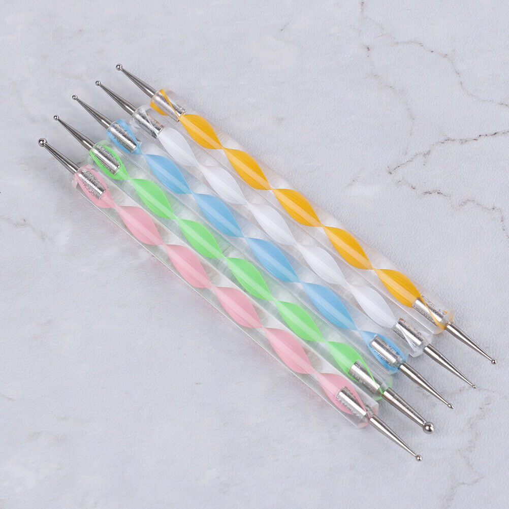 5pcs 2 way marbleizing dotting manicure tools painting dot pen nail art paint Kt