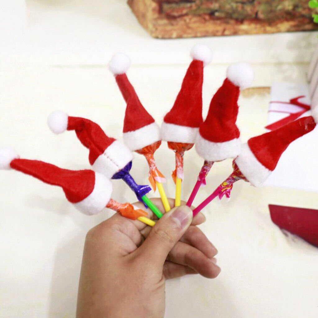 20Pcs   Mini Lollipop Lollypop Santa Claus Hat   Wrap Christmas Party Decor