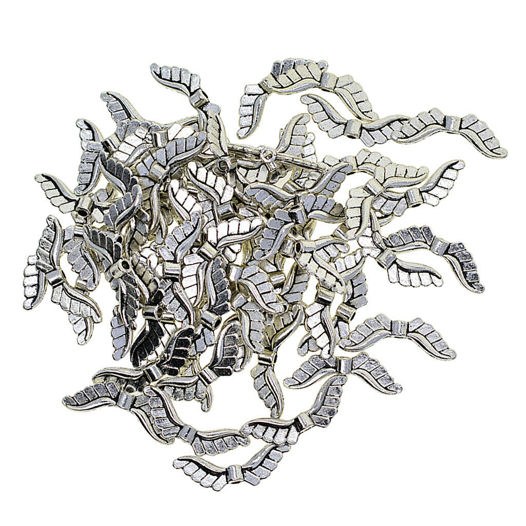 100pcs 23x8mm Angel Wings Charm Pendant Beads Jewelry Necklace