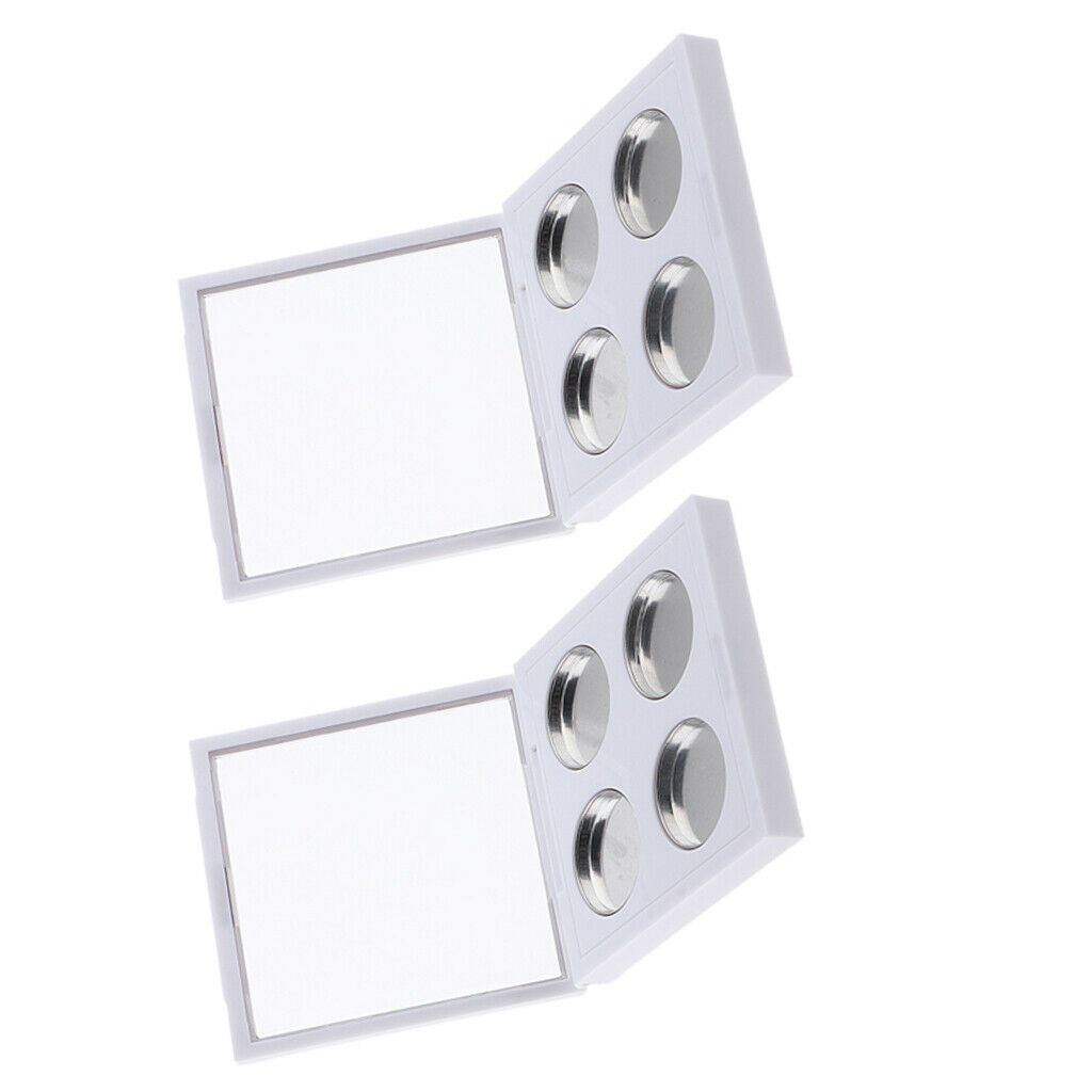 2 Pcs White Empty Eye Shadow Makeup Containers Case Palettes With 4pcs Small